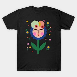 Frida kahlo flower colorful summer flowers feminist mexican painter T-Shirt